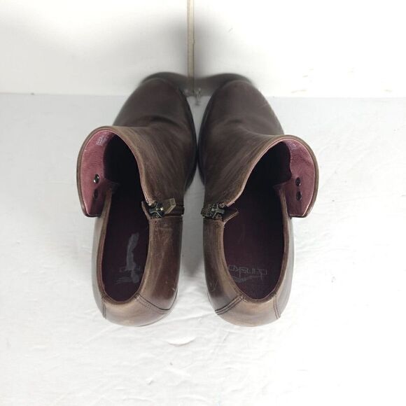 DANSKO Women's Amelia US 7-7,5 EU 38 Brown Leather Zip Block Heel Ankle Boots - Picture 13 of 14